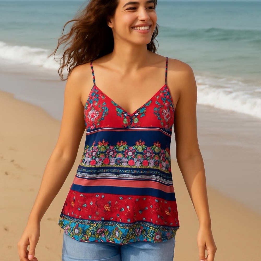 Maurices Red and Blue Floral Camisole